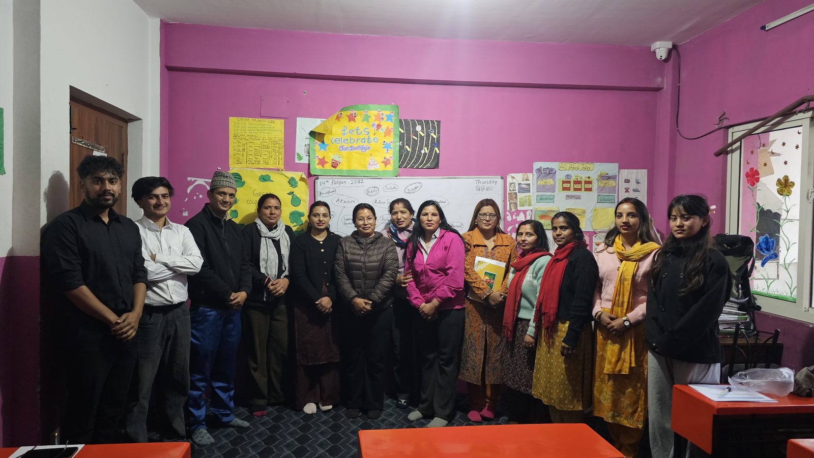 Group photo in classroom